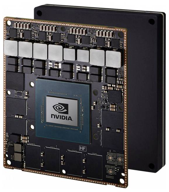 En bild som visar två överlappande kretskort med synliga elektroniska komponenter, där ett NVIDIA-chip tydligt kan urskiljas.