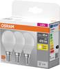 OSRAM HOMELIGHTING 4058075090507 LED-lamp EEK F (A - G) E14 Päronform 4.9 W = 40 W Varmvit (Ø x L) 45 mm x 82 mm 3 st