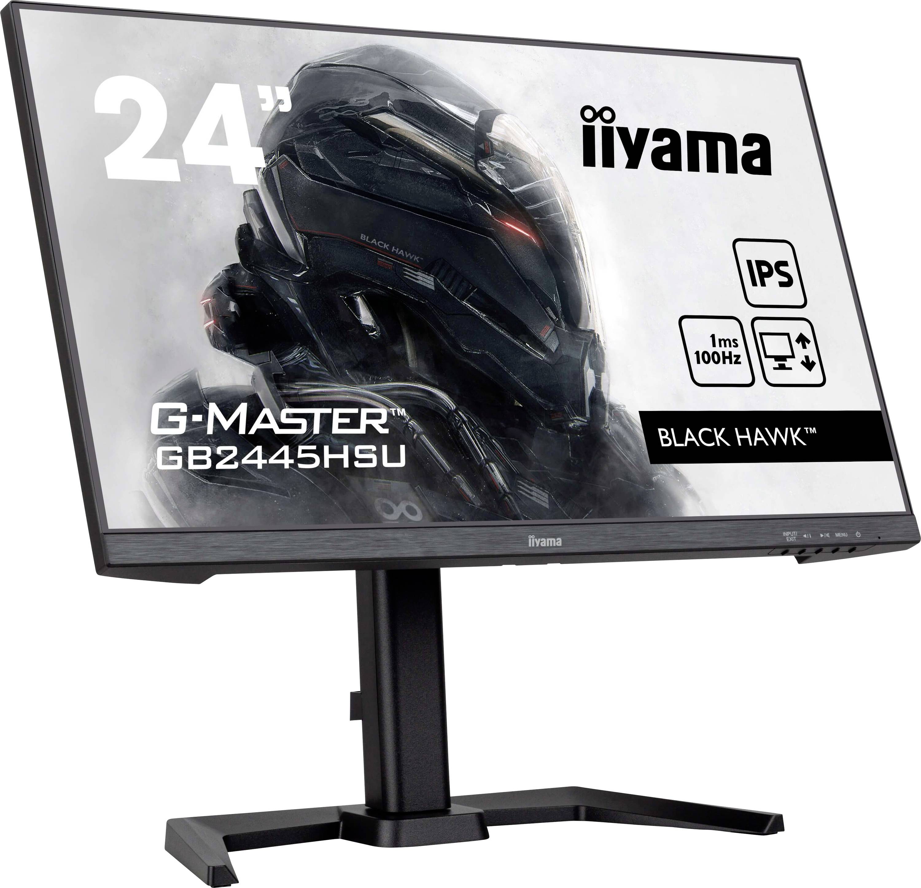 Iiyama G-Master Black Hawk GB2445HSU-B2 Spelskärm EEK E (A - G) 60.5 cm (23.8 tum) 1920 x 1080 pixel 16:9 1 ms HDMI, DisplayPort, Hörlurar (3.5 mm), USB IPS LCD