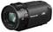 Svart 4K-videokamera med 32x zoom, märkesnamn synligt. Enheten har en kompakt, ergonomisk design.