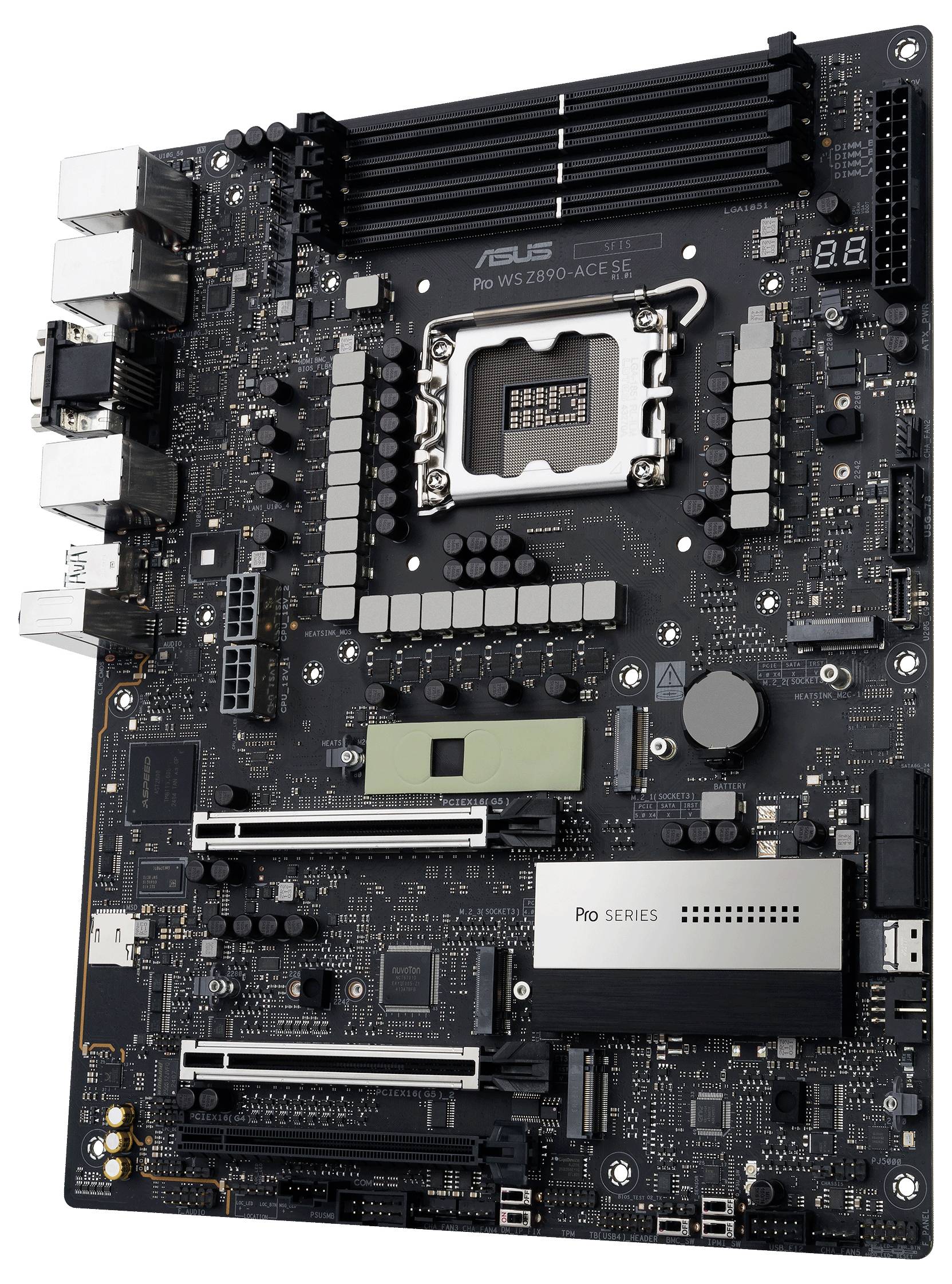 Moderkort med flera platser och anslutningar, svart design, 'ProArt Z690-Creator WiFi'.