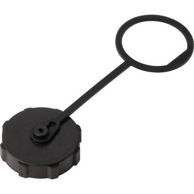 Svart plastlock med rund handtag, typiskt använt för industriella behållare.