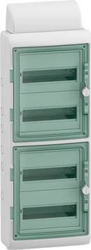 Schneider Electric  13988  Mureva  våtrumsfödelare  Utanpåliggande  Moduler totalt = 48  Antal serier = 4  Innehåll 1 st