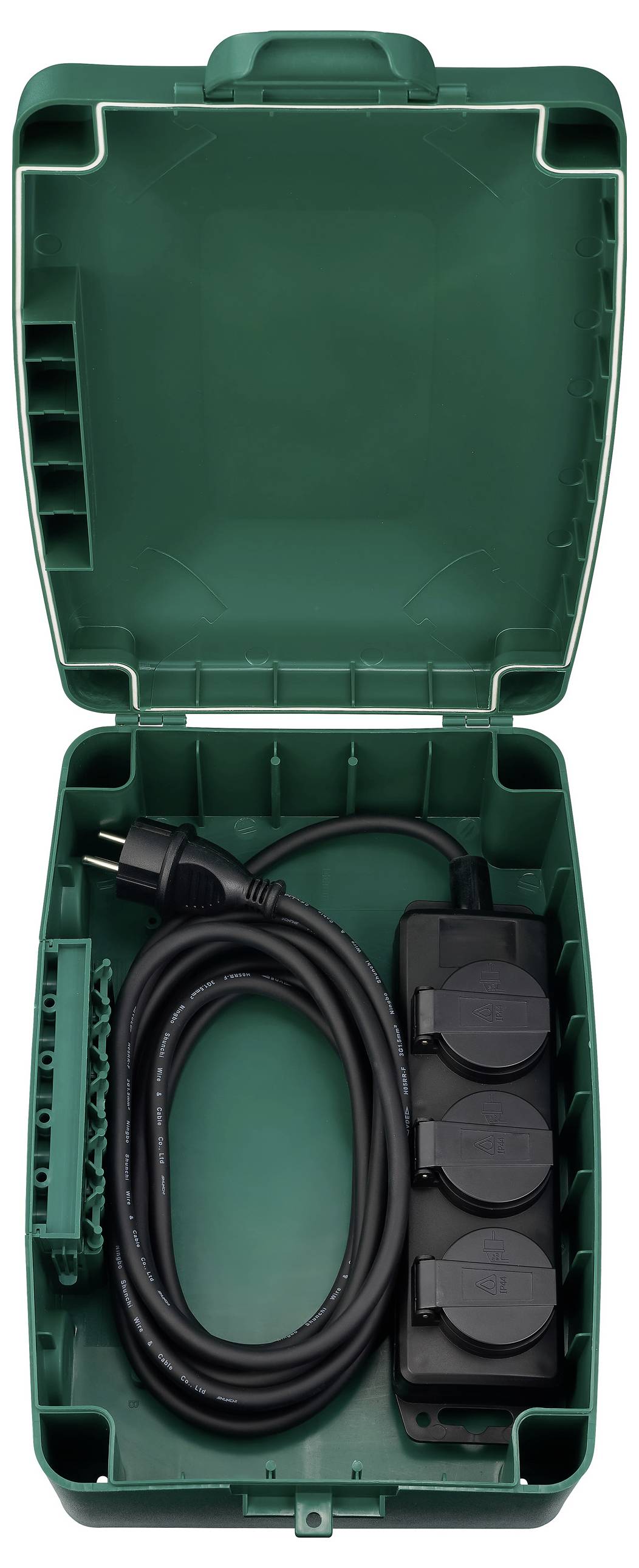 Sygonix SY-6797950 Fördelningsbox 3x Grön, Svart Petskydd-1