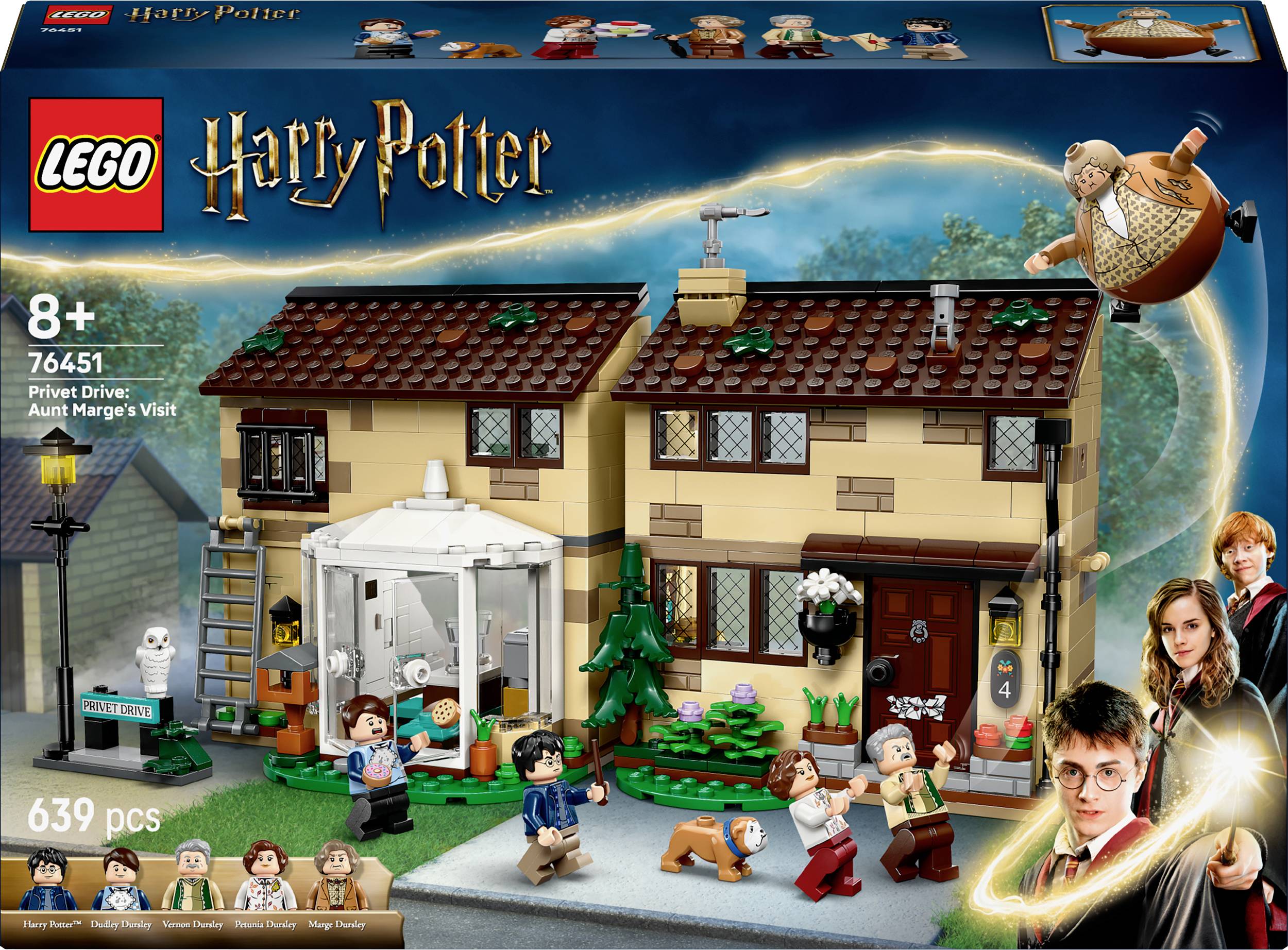 LEGO Harry Potter-byggsats med familjen Dursleys hus, figurer av Harry, Dudley, Vernon, Petunia och moster Magda. 639 delar för barn från 8 år.
