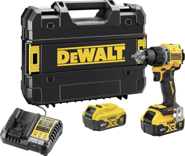 DEWALT DCD794P2T-QW DCD794P2T-QW Borrskruvdragare batteri  18 V 5 Ah Li-Ion inkl. 2x batterier, inkl. laddare, inkl. väska