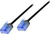 LogiLink CQ3023U RJ45 Nätverkkabel, Patchkabel CAT 6A U/UTP 0.50 m Svart extremt tunn, Högflexibel, Flamskyddsmedel, Halogenfri 1 st