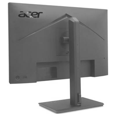 En datorskärm av märket Acer, visad bakifrån. Skärmen är monterad på ett stabilt stativ.