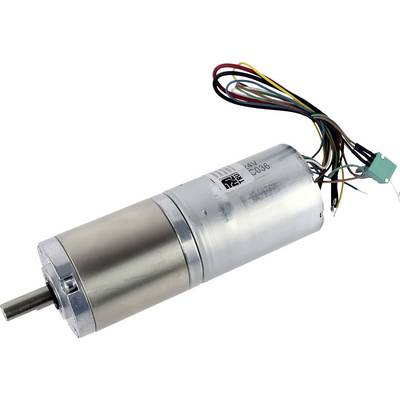 En liten, cylindrisk motor med flera färgade ledningar som sträcker sig från ena änden, använd för mekaniska tillämpningar och automatisering.