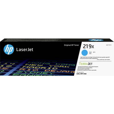 'HP LaserJet 219X' tonerkassett med förpackning, utrustad med TerraJet-teknologi och cyan bläck. Kompatibel med HP-skrivarna MFP 3202, 3302.