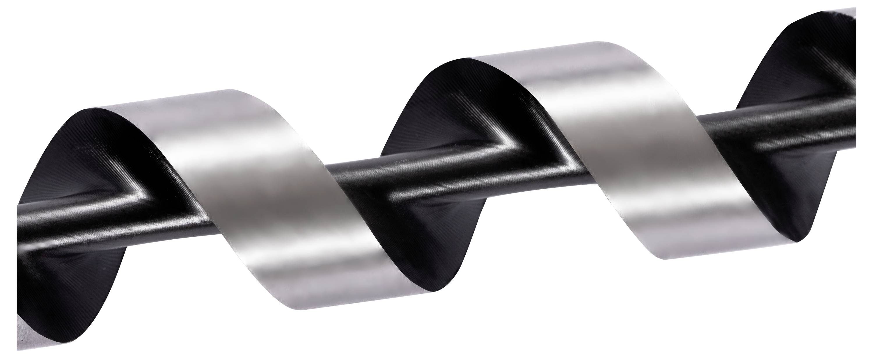 En polerad metallspiral tätt lindad runt en svart cylindrisk stång, som uppvisar en sömlös och slät ytdesign för industriell estetik.