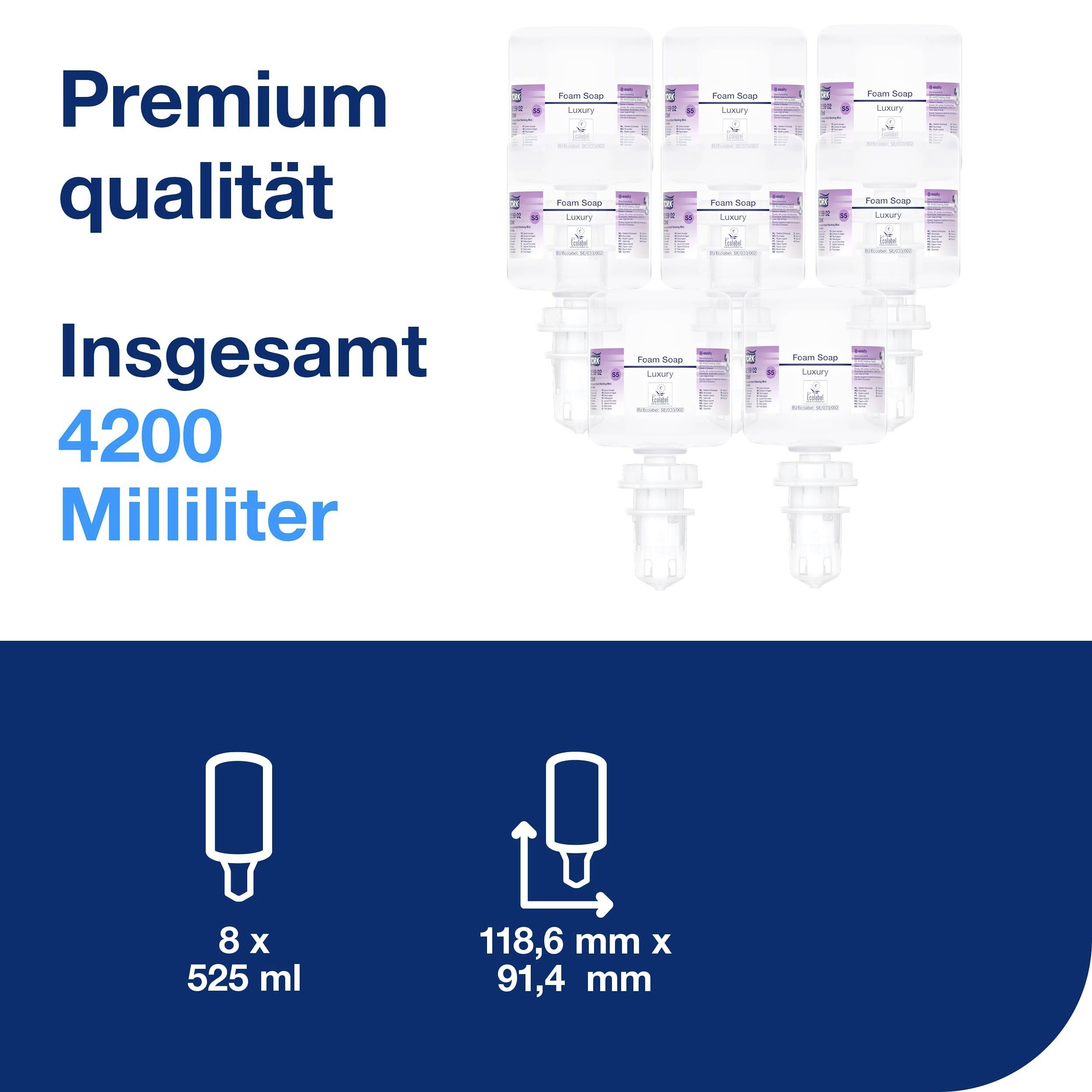 Premiumkvalitet. Text med 8 flaskor à 525 ml arrangerade i 2 rader, totalt 4200 milliliter. Flaskdimensioner: 118,6 mm höga, 91,4 mm breda.