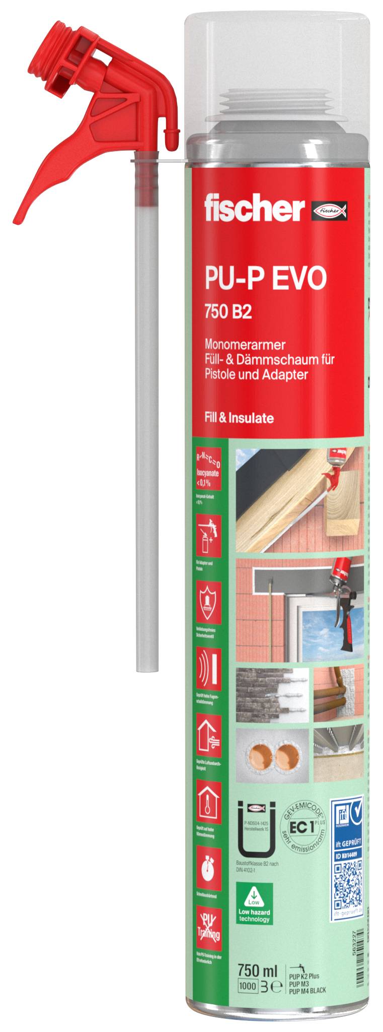 Fischer PU-P EVO 750 B2 Monteringsskum Tillverkarfärg: Vit 750 ml