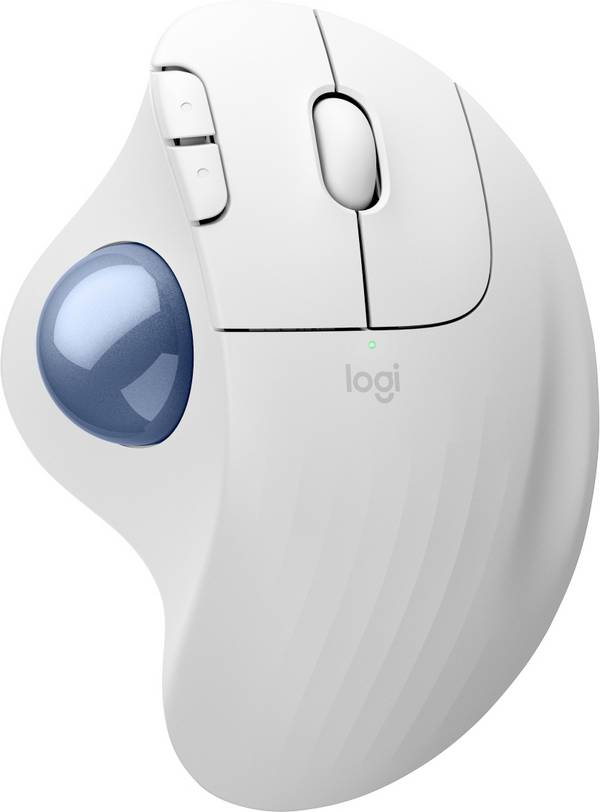 Logitech ERGO M575S  Trackball Bluetooth, Sladdlös    Blå, Vit 5 Knappar 2000 dpi Tumhjul, med trackball, Tysta knappar