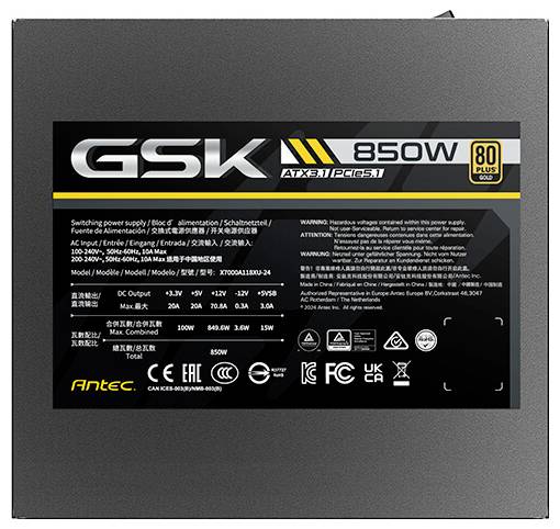 Antec GSK 850 EC PC nätaggregat 850 W ATX 80PLUS® Gold-3