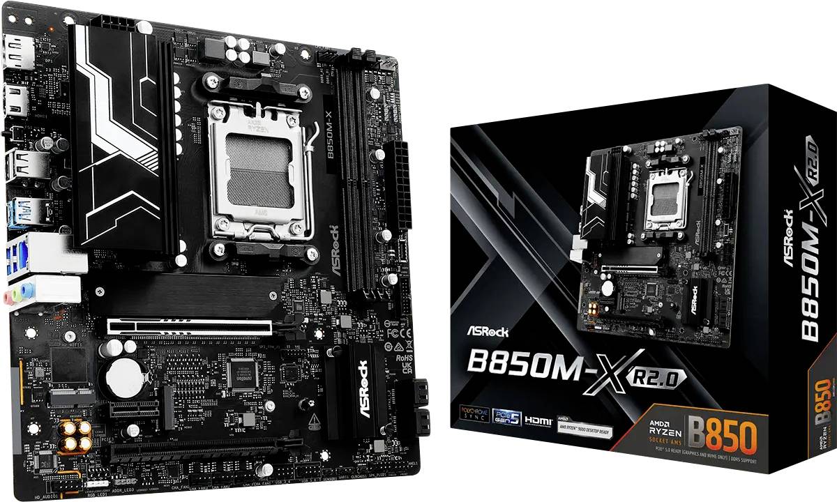 ASRock B850M-X Moderkort Sockel #####AMD AM5 Formfaktor Micro-ATX Moderkort-chipset AMD® B850-0