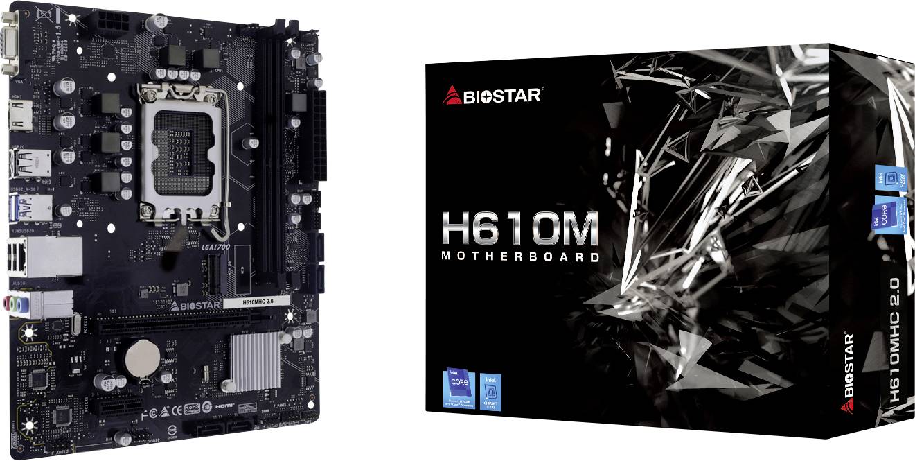 BioStar H610MHC Moderkort Sockel Intel® 1700 Formfaktor Micro-ATX Moderkort-chipset Intel® H610-0