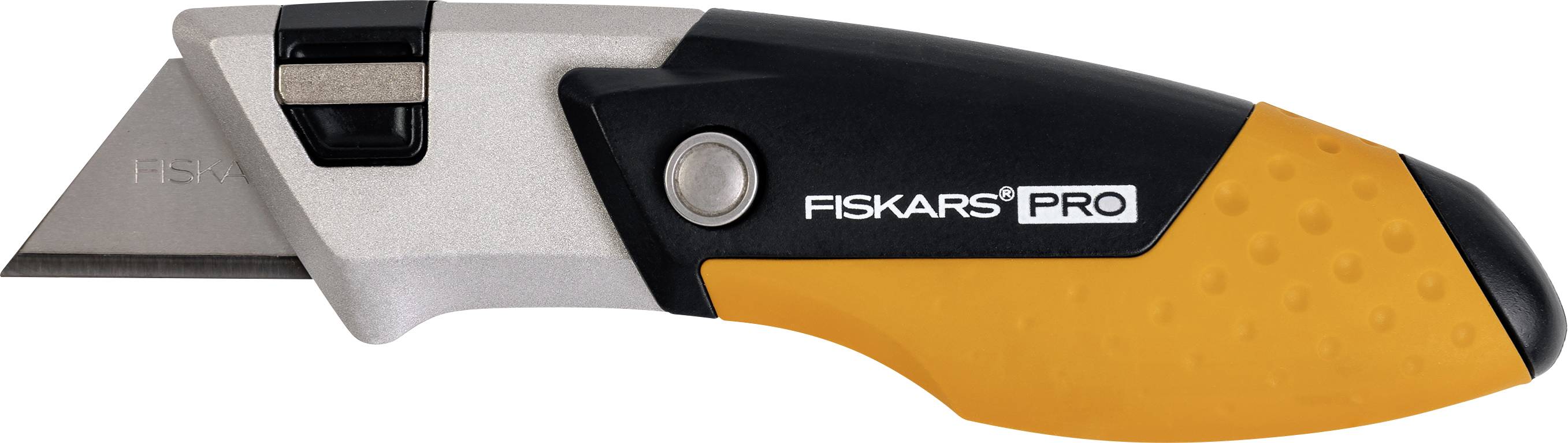 Ett hantverkarmejsel med ett metalliskt och ergonomiskt grepp, där varumärkesnamnet 'Fiskars Pro' är tryckt på sidan.