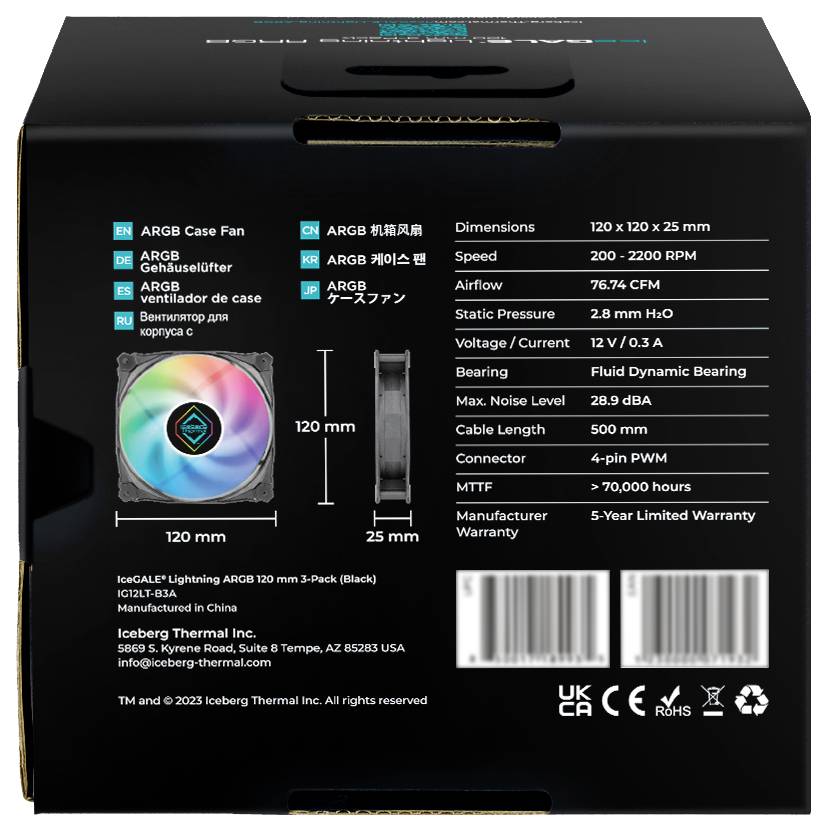 Iceberg Interactive IG12LT-B3A Chassi-fläkt Svart-12