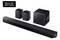 Ljudsystem med soundbar, subwoofer och två högtalare. I hörnet står en logotyp: 'Made for Germany'.
