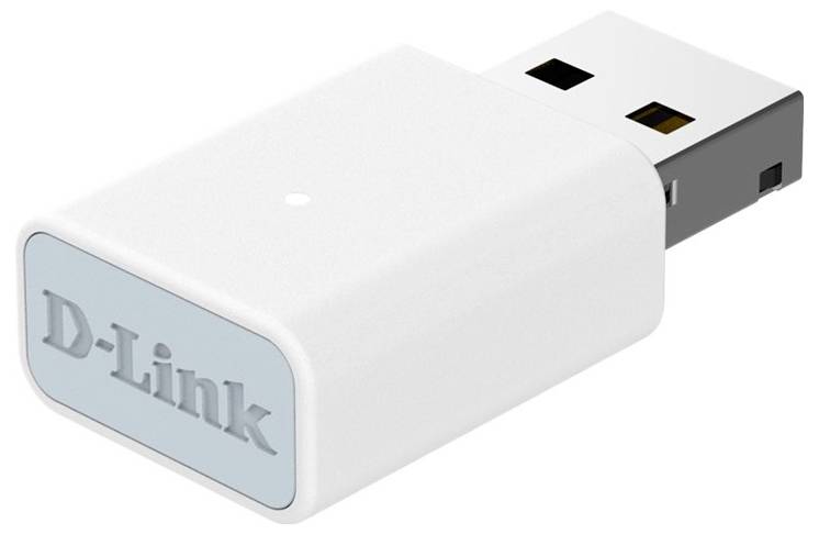 En vit USB-WLAN-adapter från märket D-Link som används för trådlös nätverksanslutning.