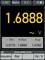Digital multimeter display showing AC voltage as 1,6888 volt. Min: 0,0170, Max: 1,8888, Medel: 1,4782.