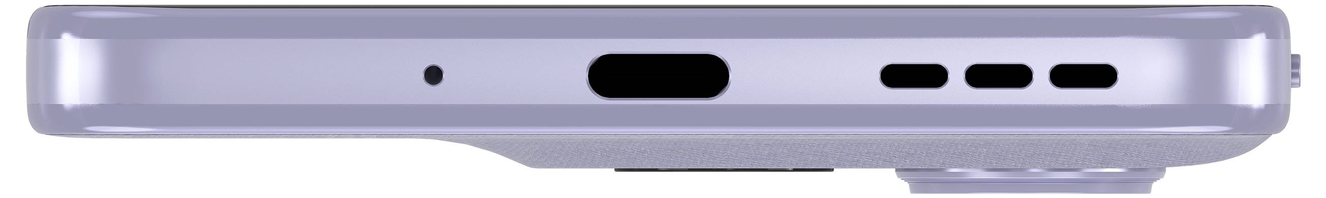 Sidovy av en smartphone som visar portar och högtalaruhål på den nedre kanten.