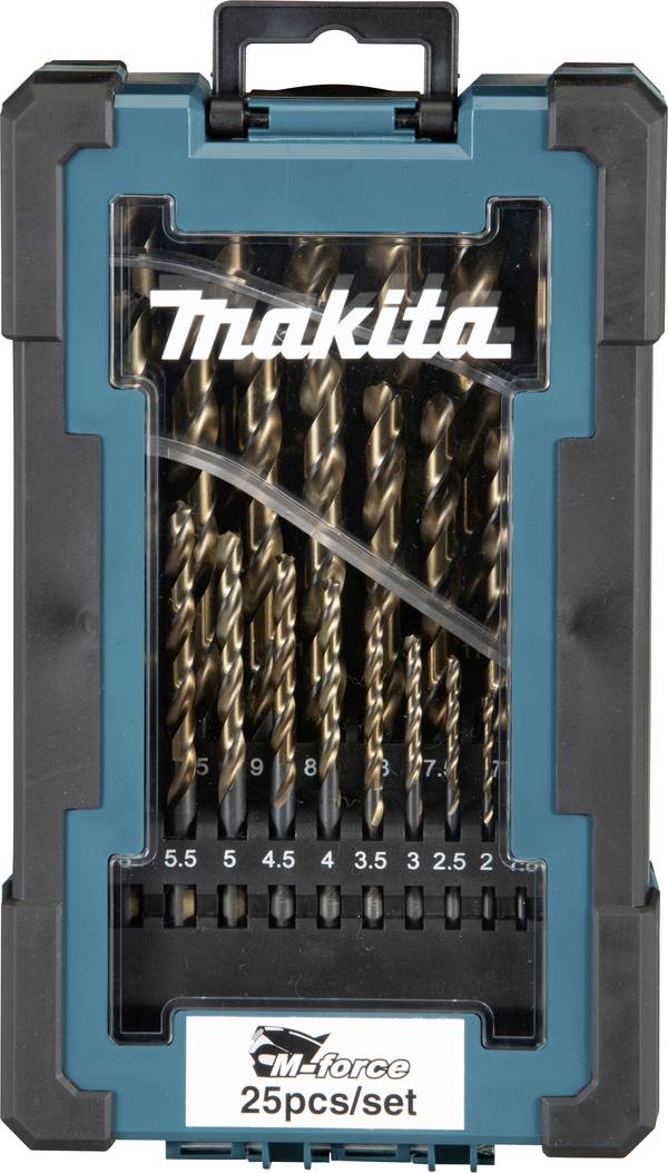 Makita D-67599  Metall Metall-spiralborrset  1 mm, 1.5 mm, 2 mm, 2.5 mm, 3 mm, 3.5 mm, 4 mm, 4.5 mm, 5 mm, 5.5 mm, 6 mm, 6.5 mm, 7 mm, 7.5 mm, 8 mm, 8.5 mm, 9 mm, 9.5 mm, 10 mm, 10.5 mm, 11 mm, 11.5 mm, 12 mm, 12.5 mm, 13 mm    Cylinderskaft 1 set