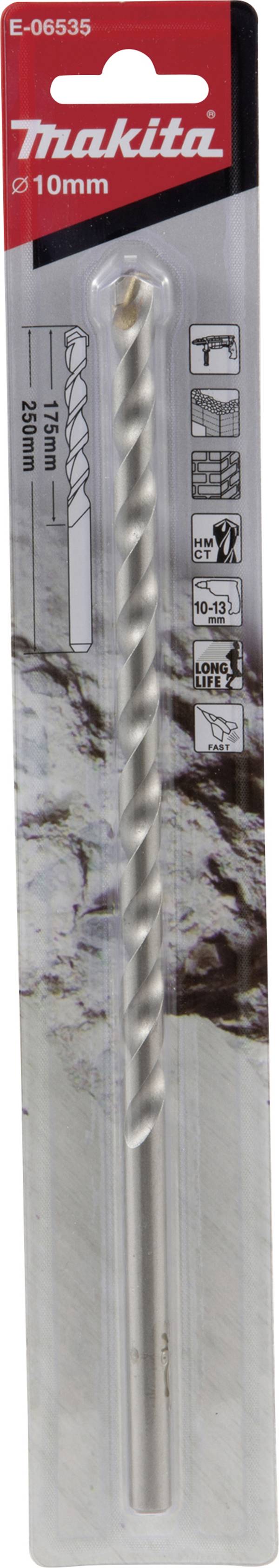 Makita E-06535 Hårdmetall Sten-spiralborr 10 mm Cylinderskaft 1 st