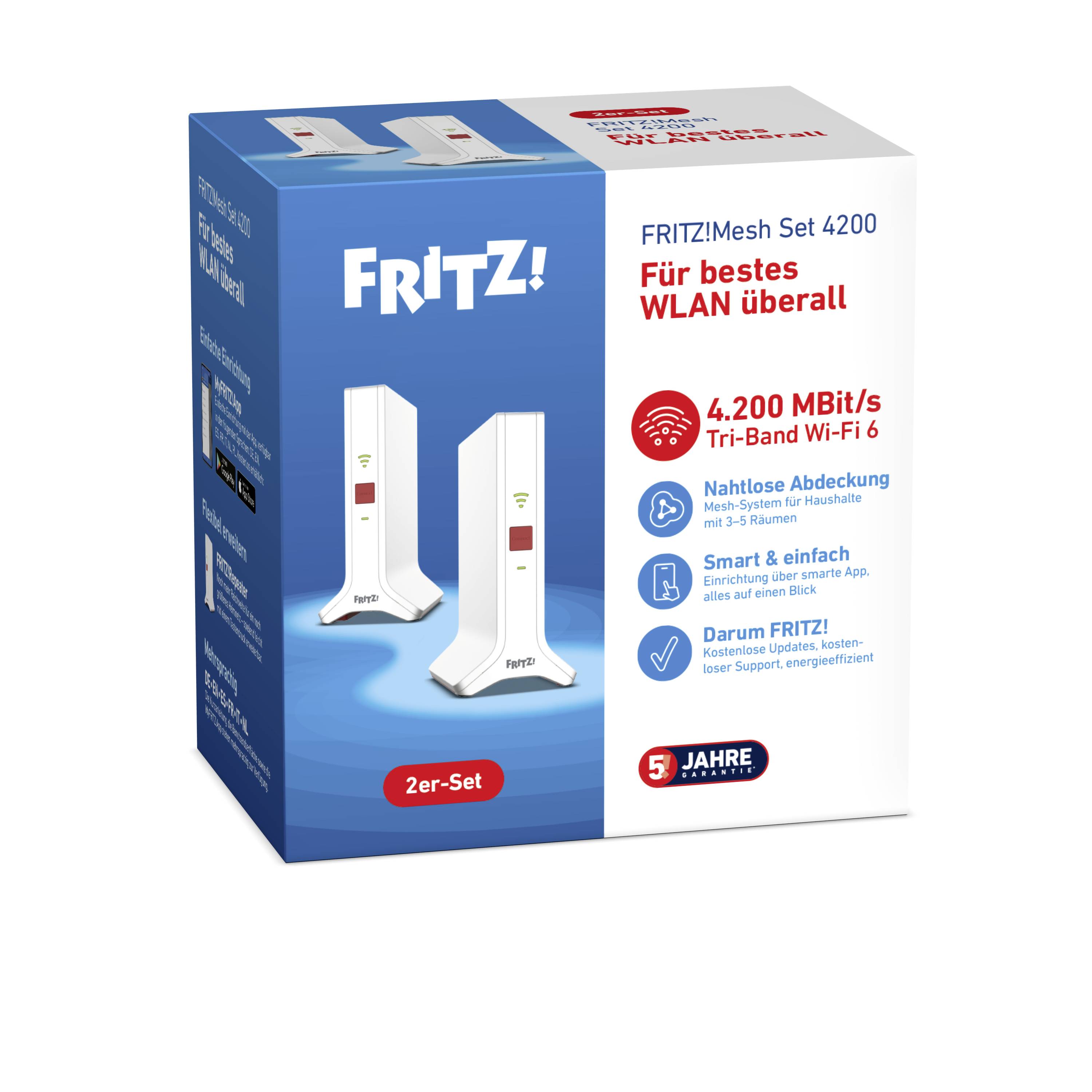 FRITZ! WiFi Repeater FRITZ!Mesh Set 4200 2er-Set 20003108 LAN 10/100/1000 MBit/s Mesh-ready-4