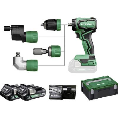 HiKOKI DS18DDQWRZ Borrskruvdragare batteri 18 V 2.0 Ah Li-Ion inkl. 2x batterier, inkl. laddare, inkl. väska-0