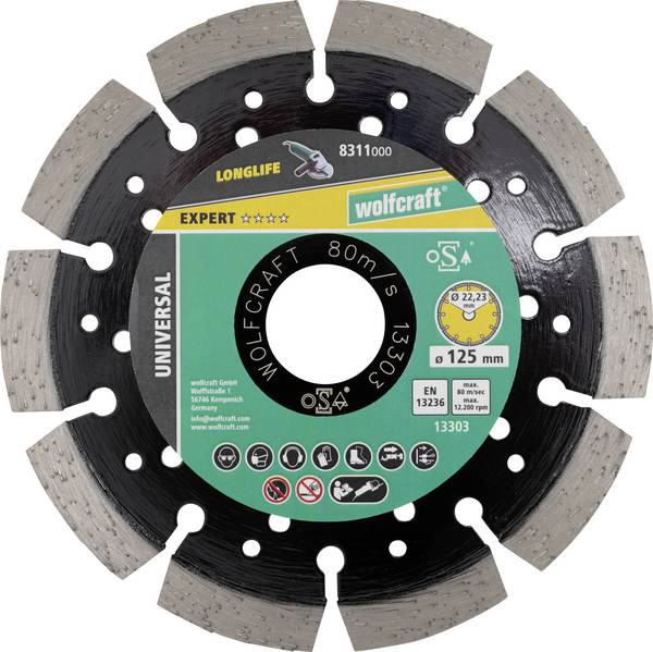 Wolfcraft  8311000 Diamantkapskiva   125 mm 22.23 mm 1 st