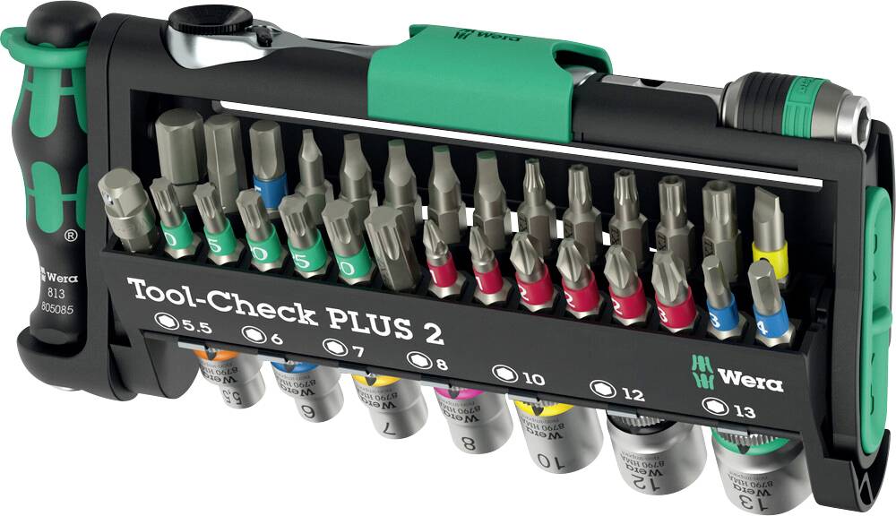 Wera Tool-Check PLUS 2 05049056001 Bit-Set 39 delar Stjärnspår Phillips, TORX, TORX BO, Spår, Inner-sexkantig, Inner-fyr-0