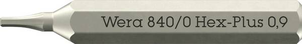 <br>  Wera<br>  05058108001<br>  840 Micro<br>  Sexkants-Bit<br>  Drivning: 4 mm<br>  Output: Inner-sexkantig<br>  0.9 mm<br>  30 mm<br>