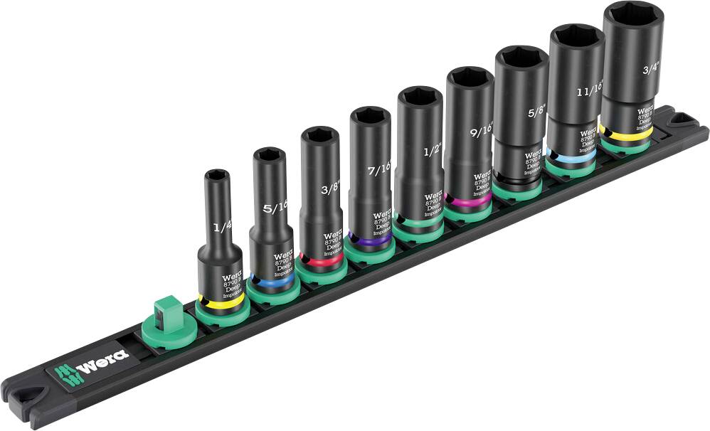 Wera 9661 05005591001 Ytter-sexkantig Hylsnyckelinsats 1/4", 5/16", 3/8", 7/16", 1/2", 9/16", 5/8", 11/16", 3/4" 1/4" 9 -0