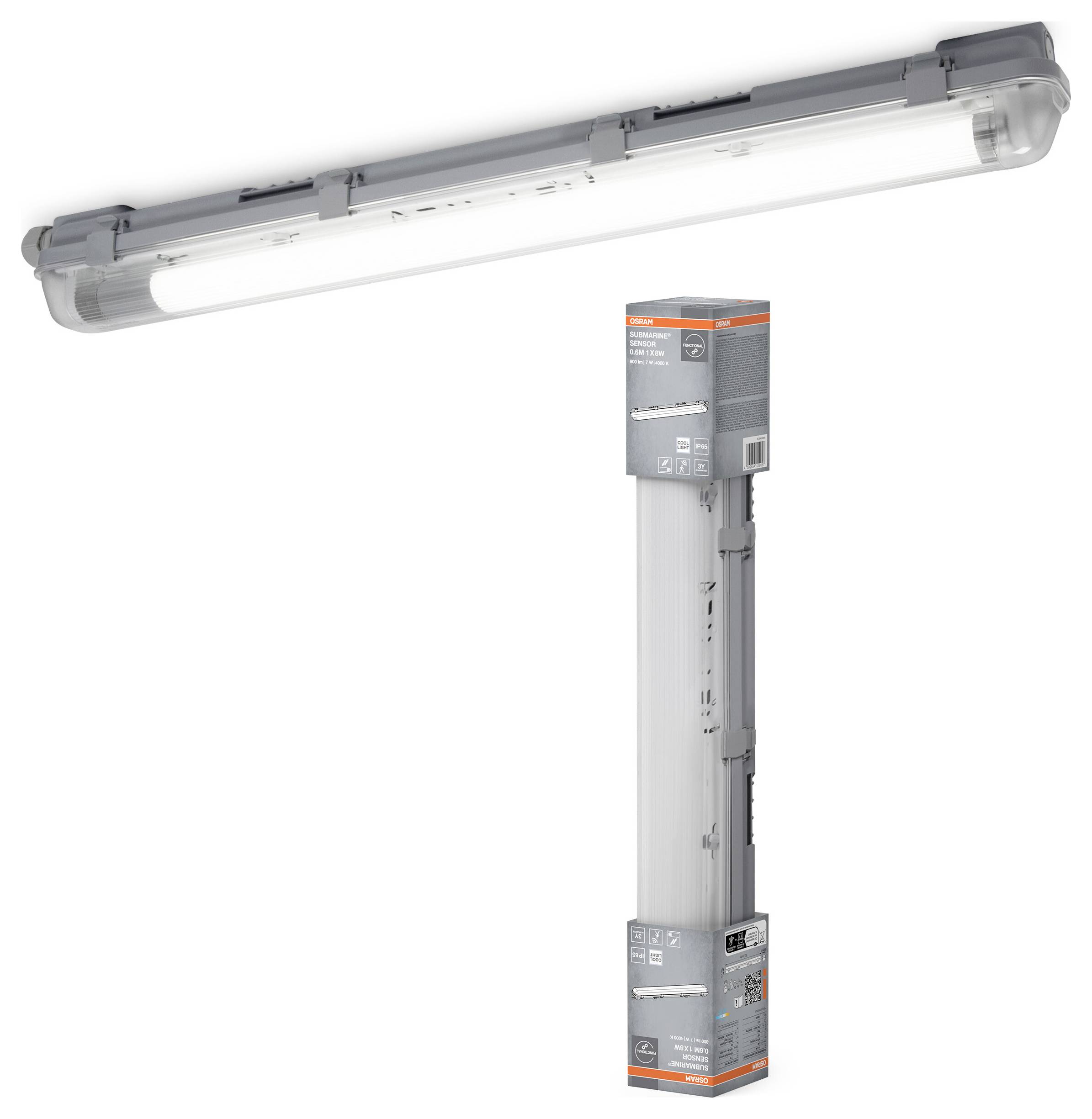 OSRAM HOMELIGHTING Submarine Sensor 60cm 8W 4000K Infälld taklampa, LED för våtrum, med rörelsesensor LED LED fast insta-1