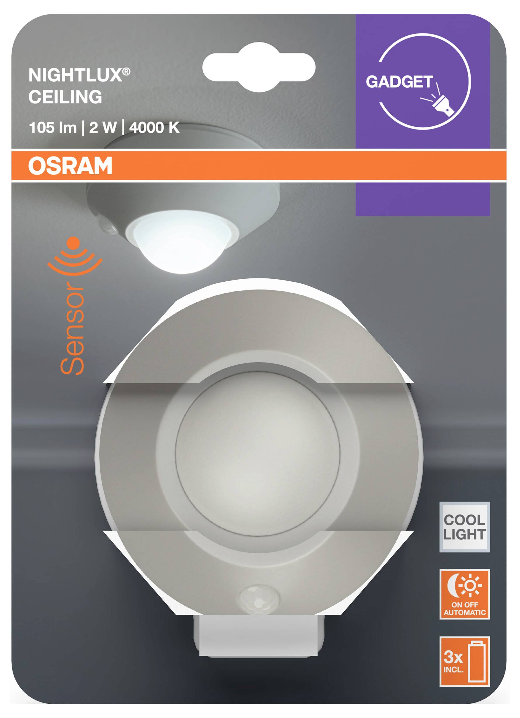 OSRAM HOMELIGHTING NIGHTLUX Ceiling Silver 4099854530777 LED-nattlampa LED Kallvit Silver-2