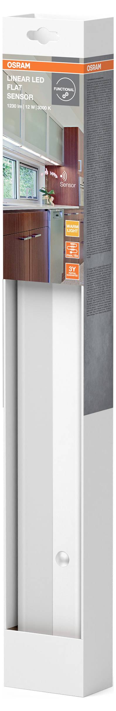 OSRAM HOMELIGHTING Linear LED Flat Sensor 12W 3000K LED-belysning infälld med rörelsedetektor LED 12 W-2