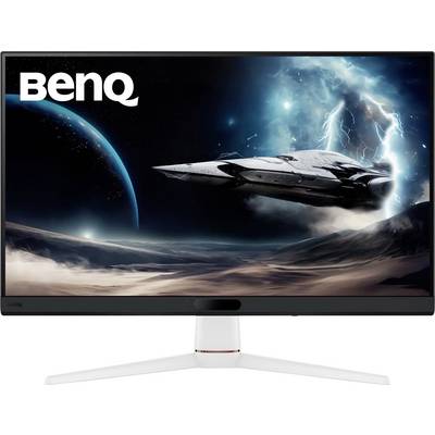 Ett rymdskepp flyger i en kosmisk scen på en datorskärm med 'BenQ' logotyp i hörnet, med levande färger och detaljerade grafiska detaljer.