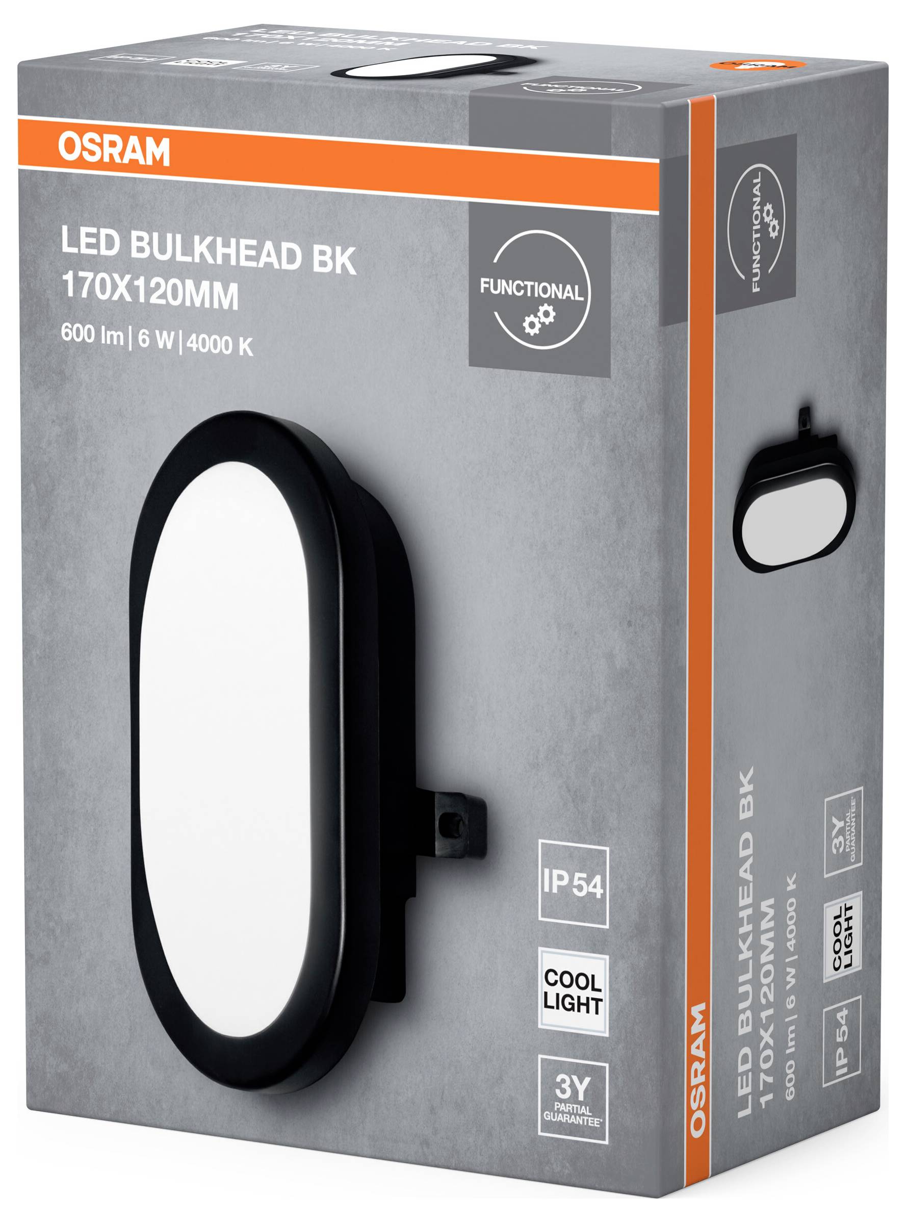 OSRAM HOMELIGHTING LED Bulkhead 6W 4000K Black LED-vägglampa-2