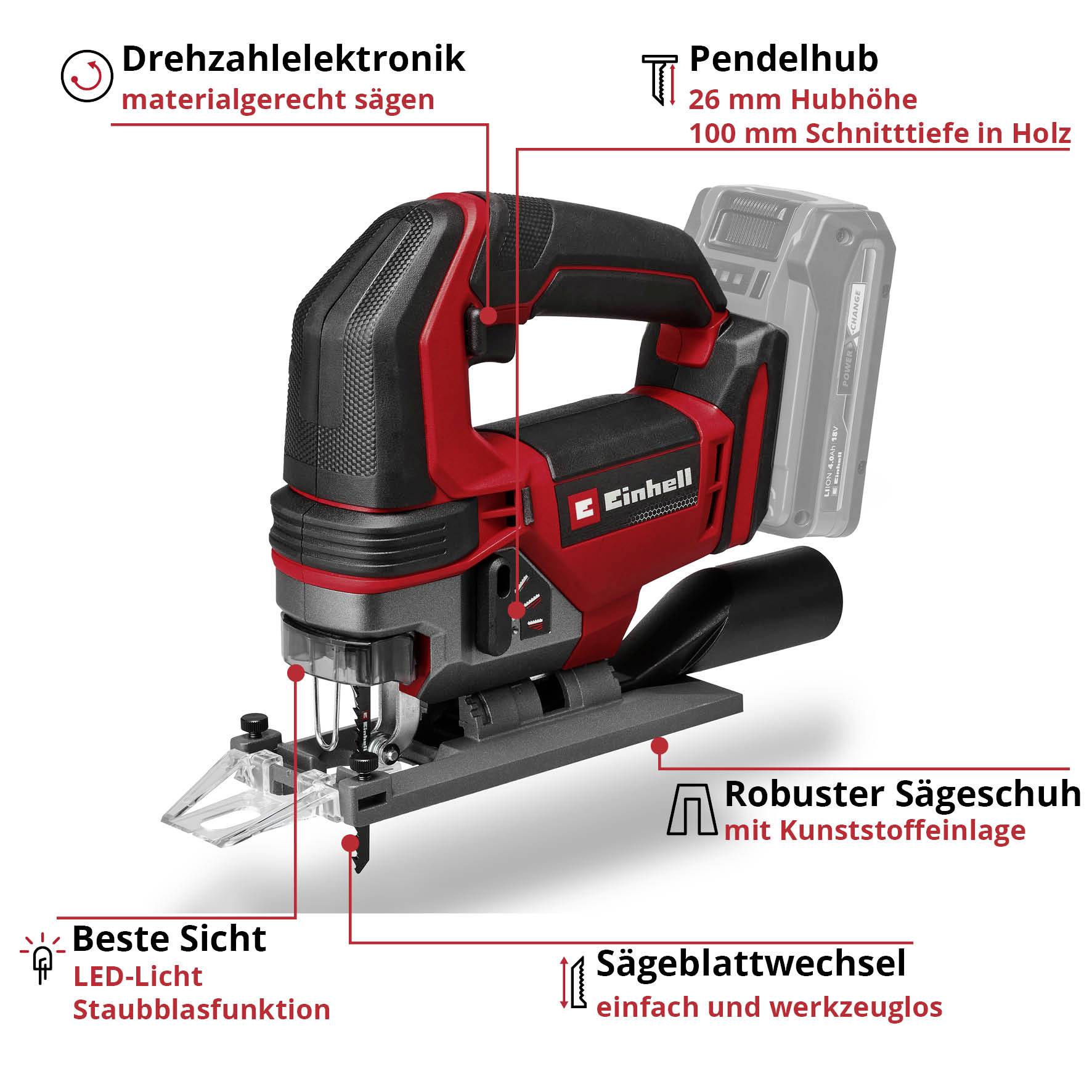 Einhell TE-JS 18/100 Li - Solo Sticksåg Batteridriven 4321270-3