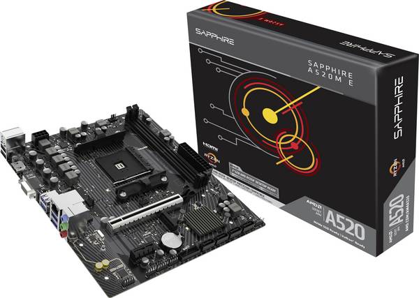 Sapphire 52119-04-40G Moderkort Sockel AMD AM4 Formfaktor Micro-ATX Moderkort-chipset AMD® A520