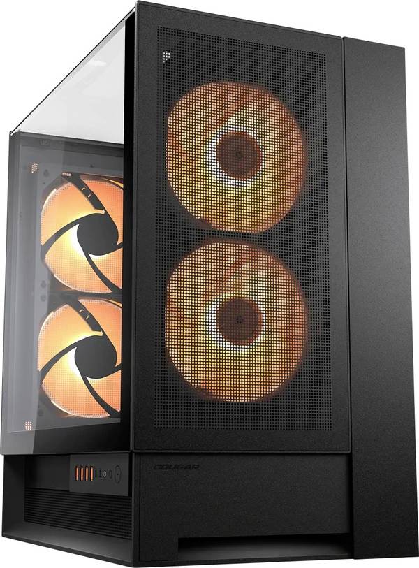 Cougar CGR-2WA3B-RGB Midi-Tower Datorchassi  Svart 2 Förinstallerade Fläktar, Sidofönster, Integrerad belysning