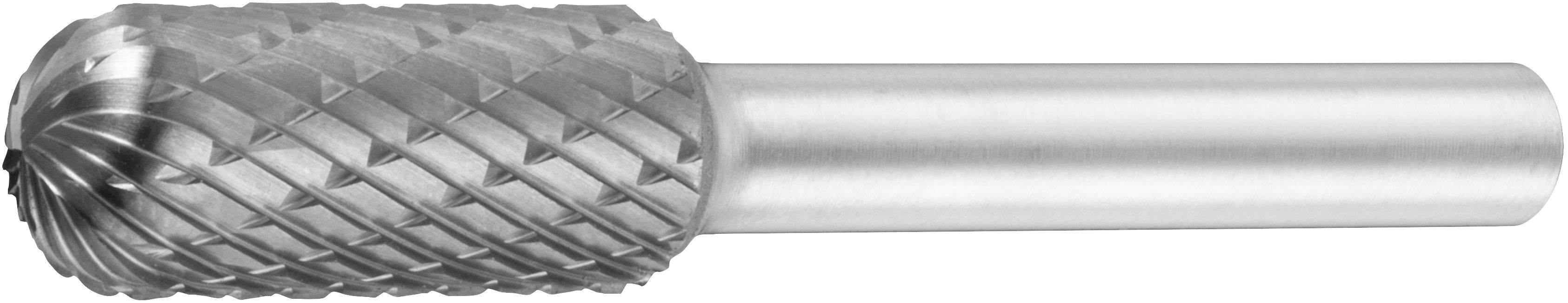 En metallisk roterande borr med en cylindrisk skaft och ett strukturerat skärhuvud, använd för precisionsformning och finbearbetning inom maskinell bearbetning.