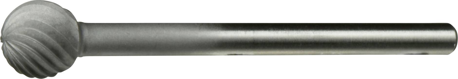En cylindrisk metallverktyg med ett rundat, strukturerat huvud försett med spiralformade skåror, sannolikt avsett för skärning eller formning av material.