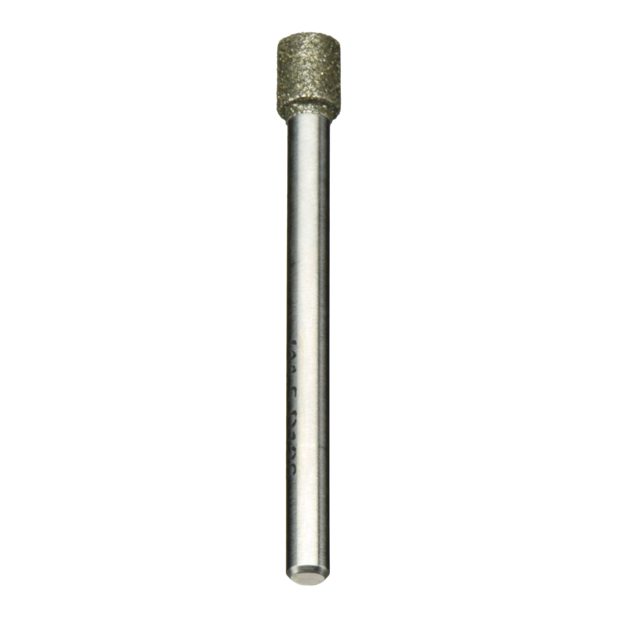 Ett cylindriskt slipverktyg med en diamantbelagd spets och en metallaxel, använt för precisionsslipning och formning av material.