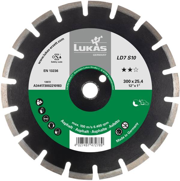 LUKAS-ERZETT A344174502210283 DiamantLD7 S10 450x25.40x10 Diamantkapskiva  Diameter 450 mm   1 st