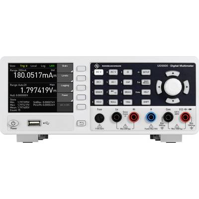 Digital multimeter som visar avläsningar: 'Område: 200mA 180,0517 mA' och 'Område Auto:2V 1,797419V'. Diverse kontrolknappar och ingångar synliga.