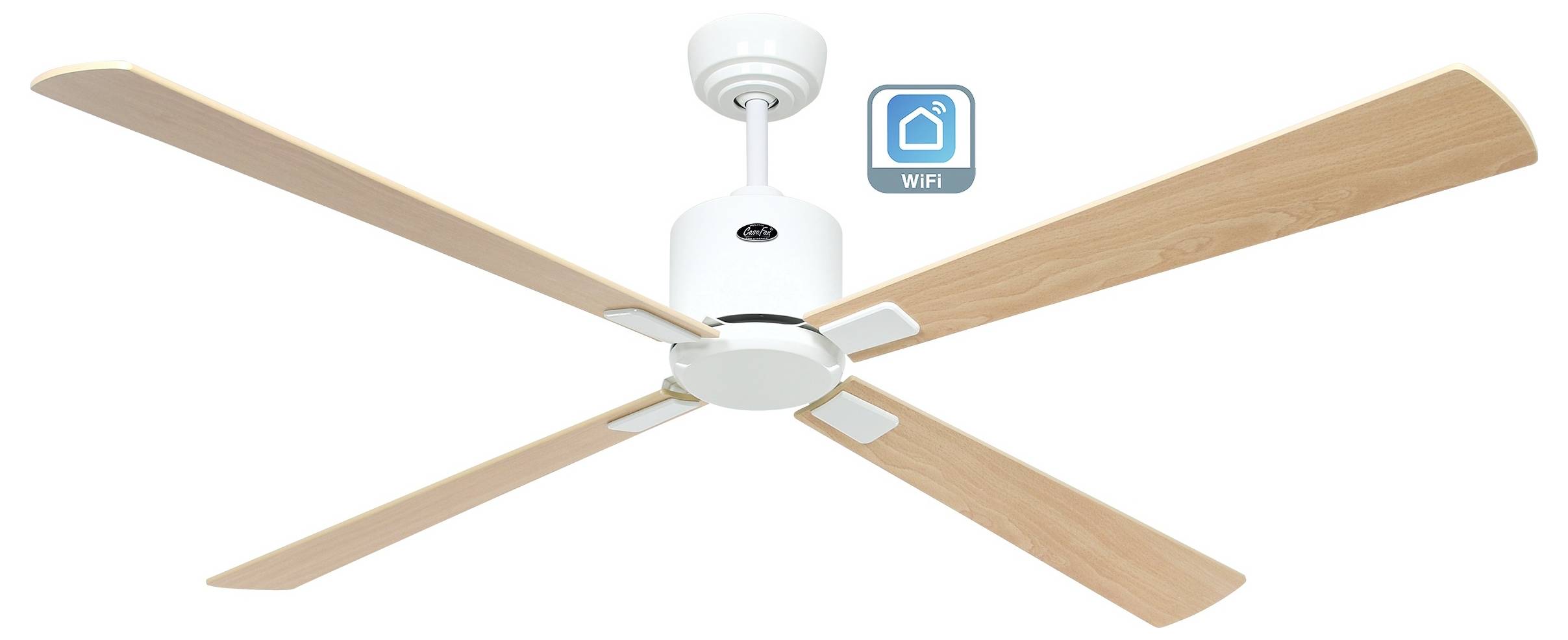 CasaFan ECO NEO III 152 WE-AH/BU WiFi Flügel Ahorn/Buche Takfläkt 27 W (Ø x H) 152 cm x 360 mm Vit med fjärrkontroll, Ti-1