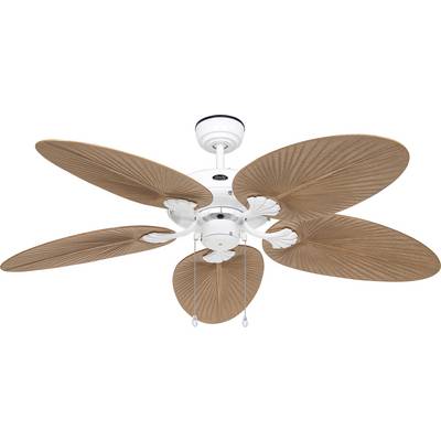 CasaFan CLASSIC OUTDOOR 132 WE-PR Flügel Kunststoff Palme/Rattan braun Takfläkt 61 W (Ø x H) 132 cm x 375 mm Vit Vinterd-0